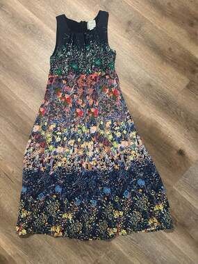 Maeve Anthropologie Floral Silk Sleeveless Midi Dress Size 0